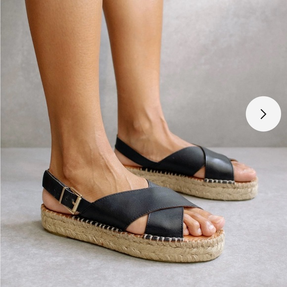 Alohas Espadrilles, Crossed Black Leather, EU size 37/US size 6.5 - Picture 5 of 16